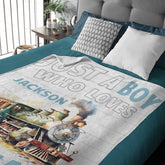 Personalized Name Train Blanket for Boys